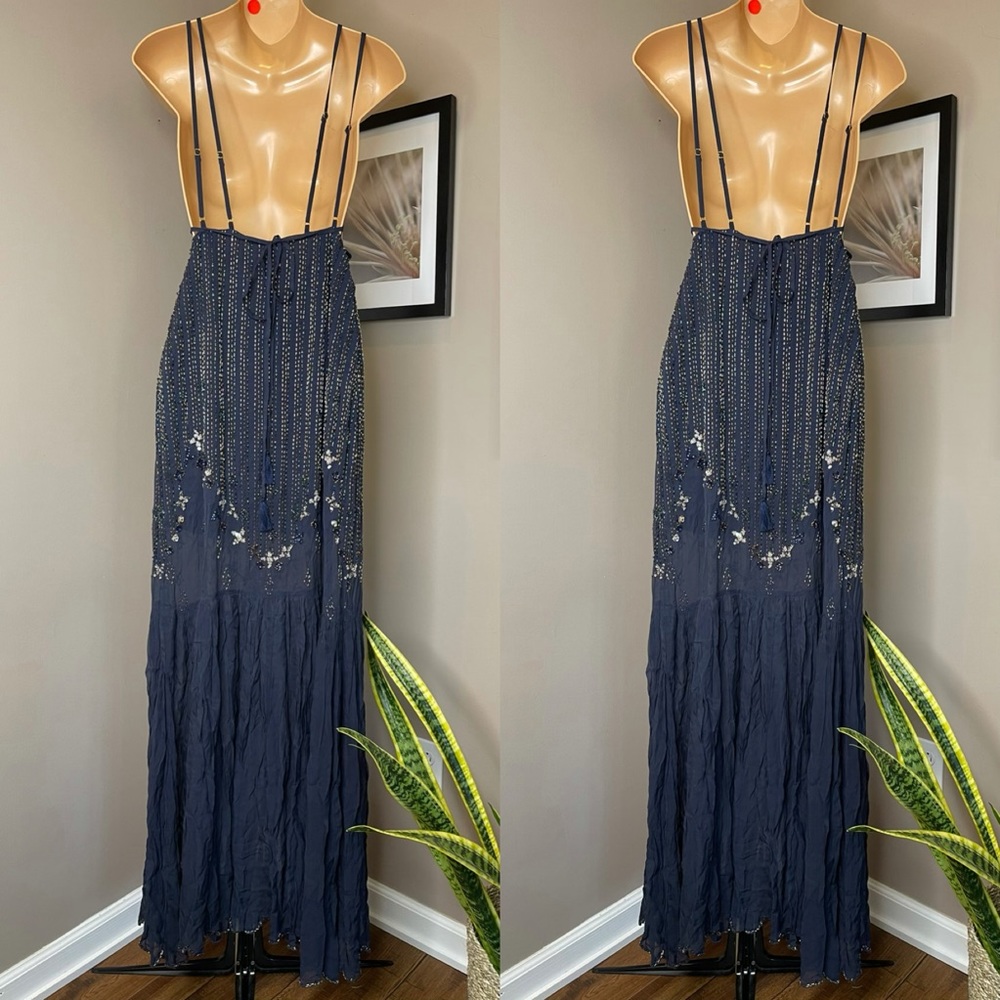 Free People Floral Sequined Beaded Gown Dress - Picture 3 of 4